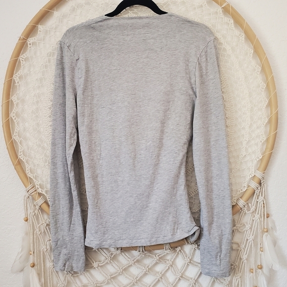 Sundance Vanessa Faux Wrap V-Neck Western Boho Ruched Rodeo Gray Pull-Over Top - Picture 3 of 8